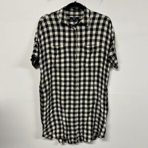 Madewell Womens Courier Shirtdress Size XS Black White Check Short Sleeve Casual